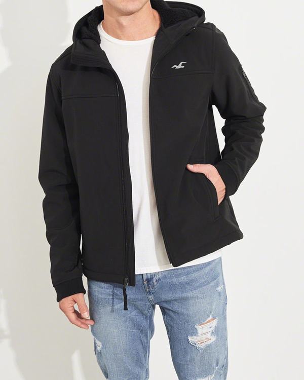 Giacca Hollister Uomo Sherpa-Lined Softshell Nere Italia (681OYZCR)